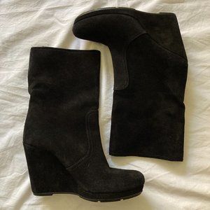 Prada Black Suede Wedge Boot - 7.5 / 37.5